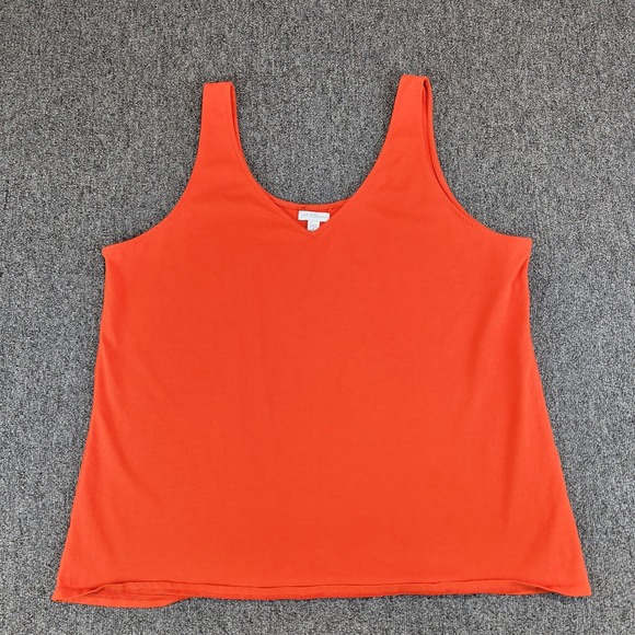J. Jill Minimalist Reversible Tank Top Women 3X Orange Cotton Stretch V-Neck — photo 2